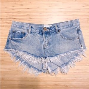 One Teaspoon Raw Frayed Hem Distressed Shorts